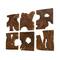 14" x 16" Brown Teak Wood Handmade Abstract Wall Décor Set